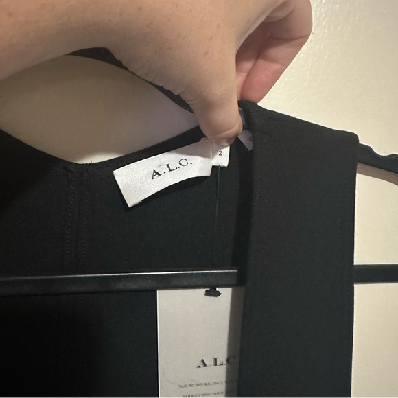 ALC Sabine Smocked Flutter Hem Dress Black NWT - Picture 3 of 5